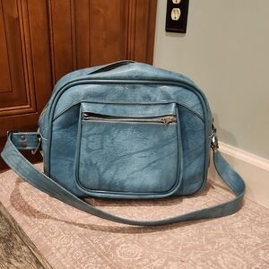 Vintage American Tourister Blue Crossbody Travel Bag Retro Flight Bag Deadstock